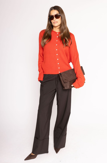 Fuzzy knit cardigan
Crewneck
Front button down closures
Long sleeves
Unlined
red cardigan
christmas sweater
christmas outfit