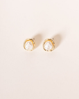 organic pearl with Gold trim earring 