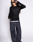 black long sleeve sheer top