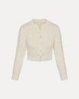 white Cable knit cardigan sweater
Snug feel with a slightly cropped fit
Crafted with custom Frankies Bikinis buttons
Ribbed detailing on hem, sleeve openings, and neckline
Cotton
fall sweater
fall cardigan
fall outfit