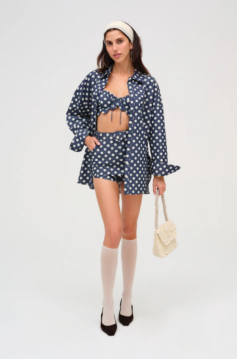 Dolly Denim Dot Skort by For Love & Lemons