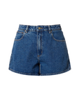 High rise, loose fit denim shorts
medium wash denim shorts
Crafted with a comfort rigid denim meaning they will be fitted when first worn and will slowly soften and mold to your body after wash &amp; wear
Zip fly