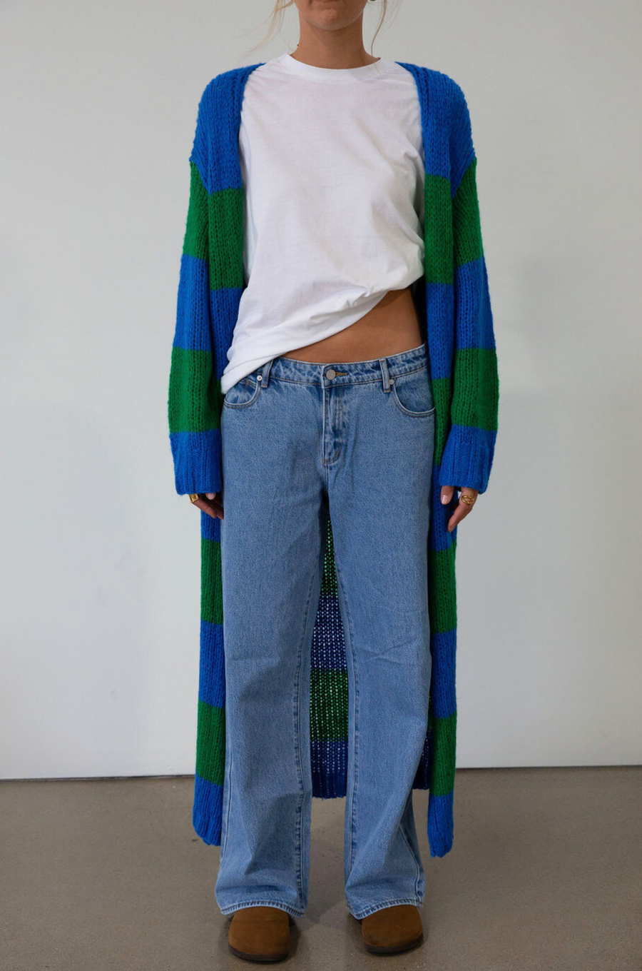 Striped fuzzy crochet knit longline cardigan. Long sleeves. Open front. Unlined. long cardigan. striped cardigan. fall cardigan. fall outfit