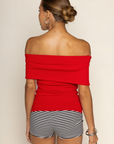 Bardot off the shoulder top
fold over off the shoulder top
Knitted fabric
Strapless
Longline
red off the shoulder top
going out top
summer top spring top