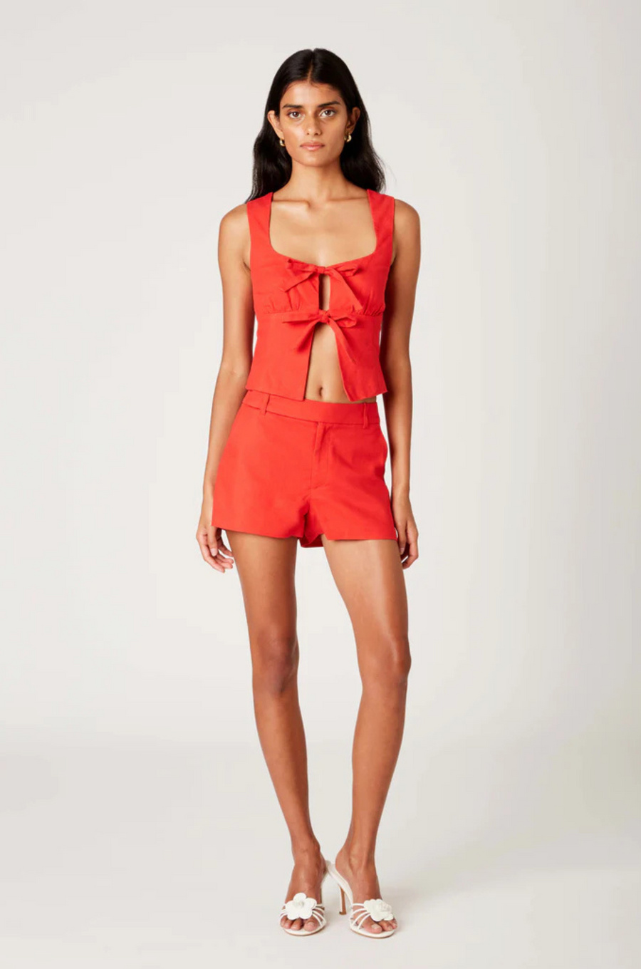 red Double front tie tank top
Square neckline
Waist-defining bodice
Lined
fourth of july top
summer tank top