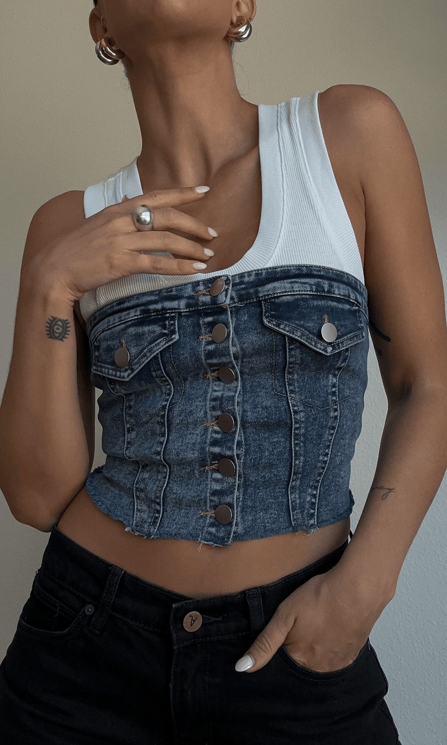 Button Me Up Bustier - SHOPLUNAB