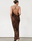 cheetah maxi dress. leopard maxi dress. spaghetti strap. thing strap dress. low back dress. open back dress.