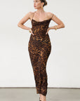 cheetah maxi dress. leopard maxi dress. spaghetti strap. thing strap dress. low back dress. open back dress.