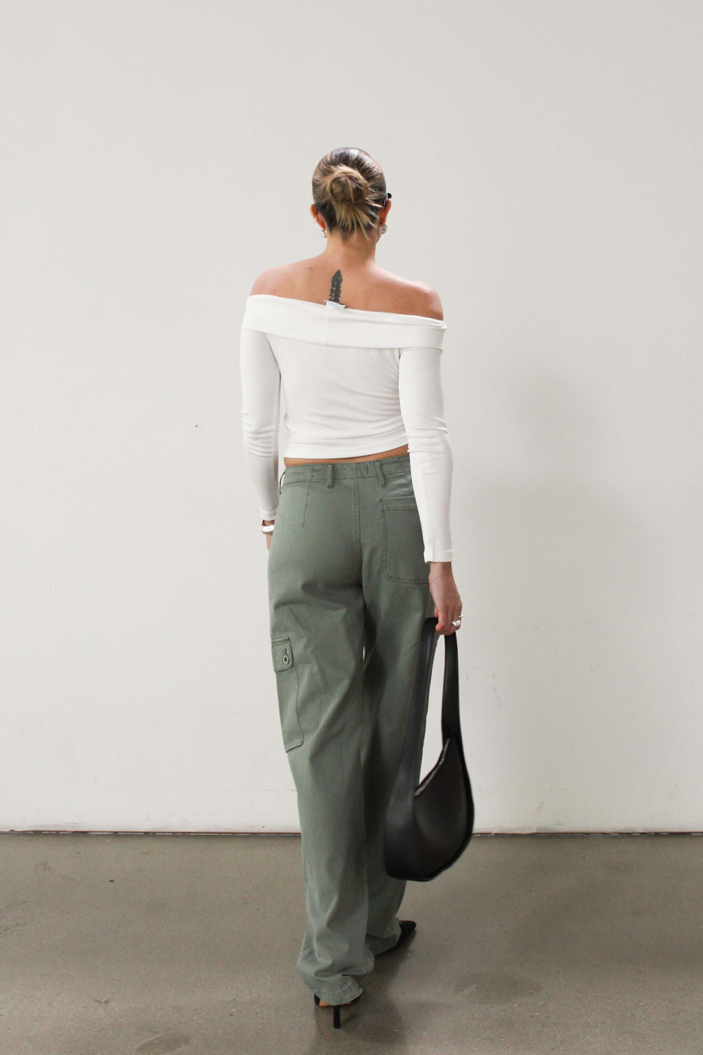 【PORTERNA】Genie Cargo Trousers Satin cargo yellow pants - Genny