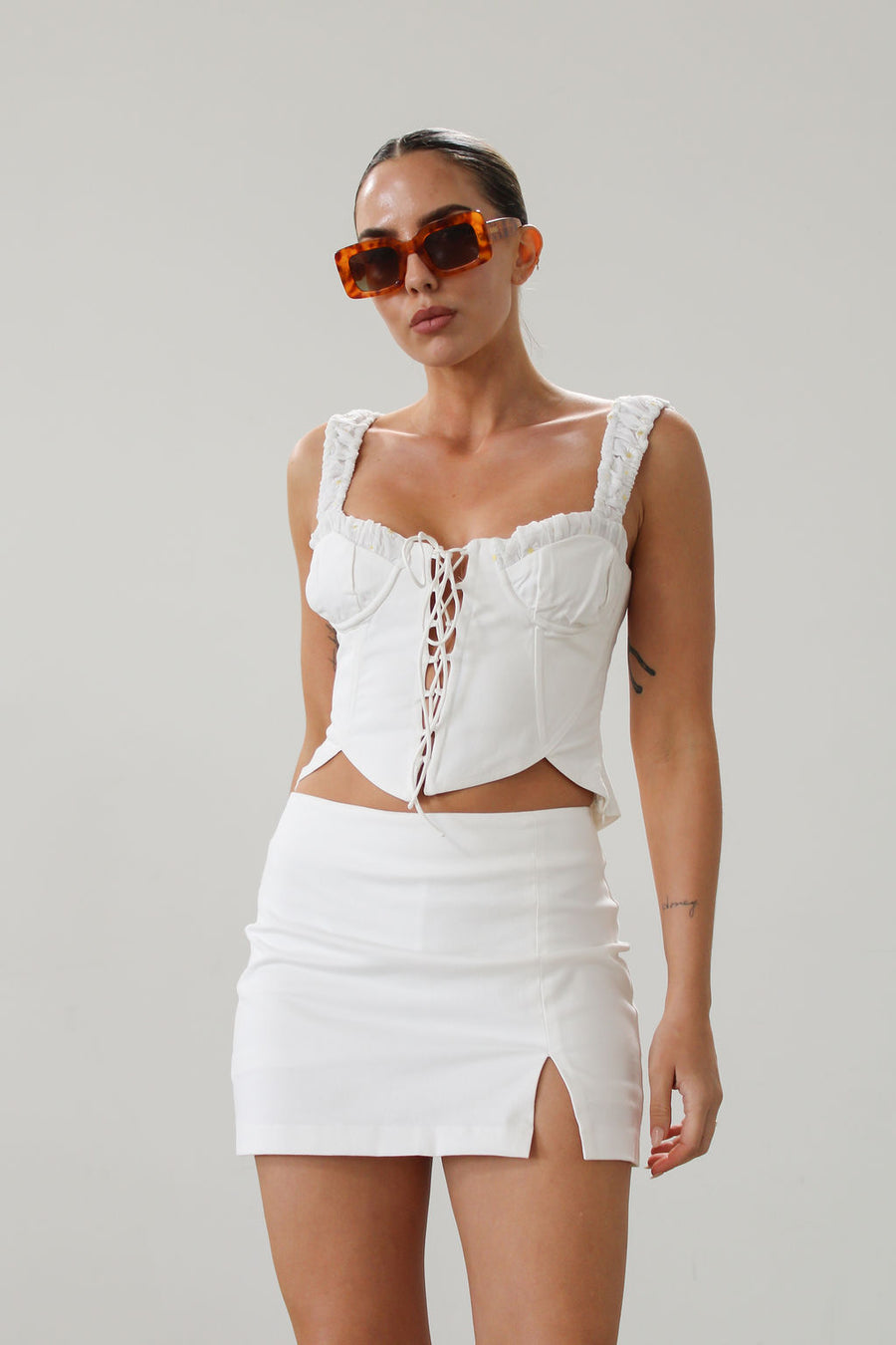 Tilly Denim Corset Top by For Love & Lemons