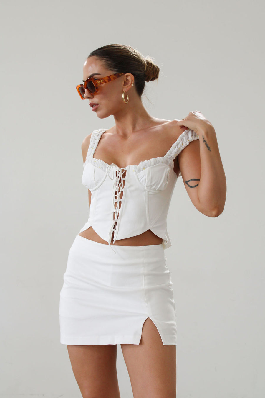Tilly Denim Corset Top by For Love & Lemons - FINAL SALE