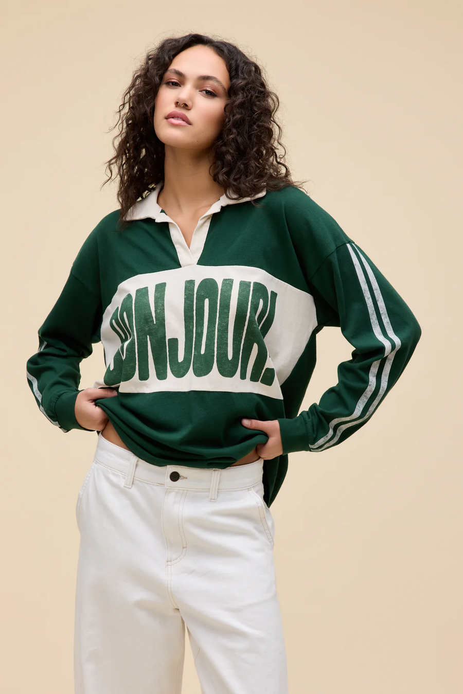 Bonjour! Rugby Long Sleeve by Daydreamer - FINAL SALE