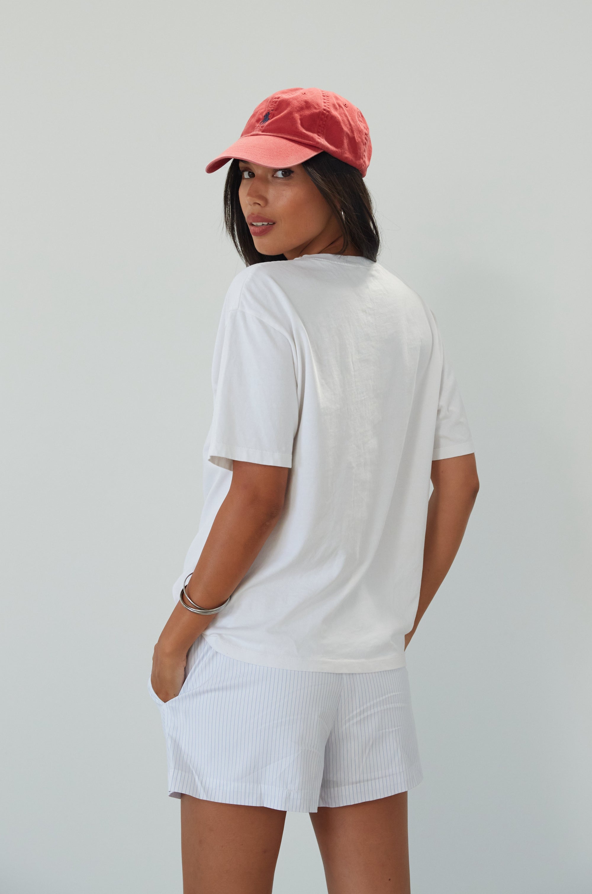 Striped woven shorts. Elastic waistband. Faux front button fly. Side pockets. Fully lined. boxer shorts. cute casual outfit. summer outfit. summer shorts. white and blue boxer shorts. striped boxer shorts