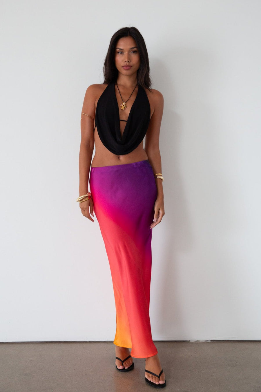 Satin maxi skirt. Elastic waistband. Unlined. sunet maxi skirt. going out skirt. going out outfit.