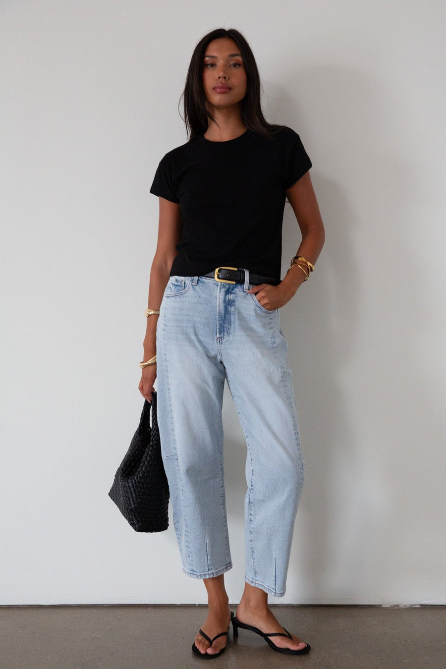 Knit tee. Crewneck. Short sleeves. Unlined. black tee. black basic tee. summer top.
