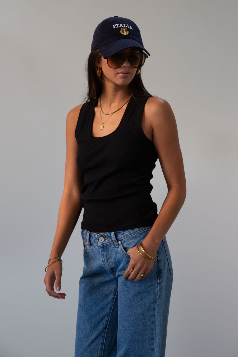 black Ribbed knit racerback tank. Unlined. black tank top basic black tank top.