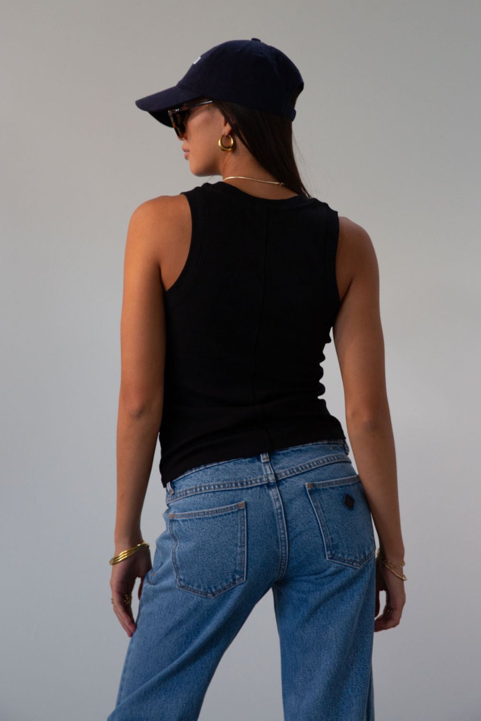 black Ribbed knit racerback tank. Unlined. black tank top basic black tank top.