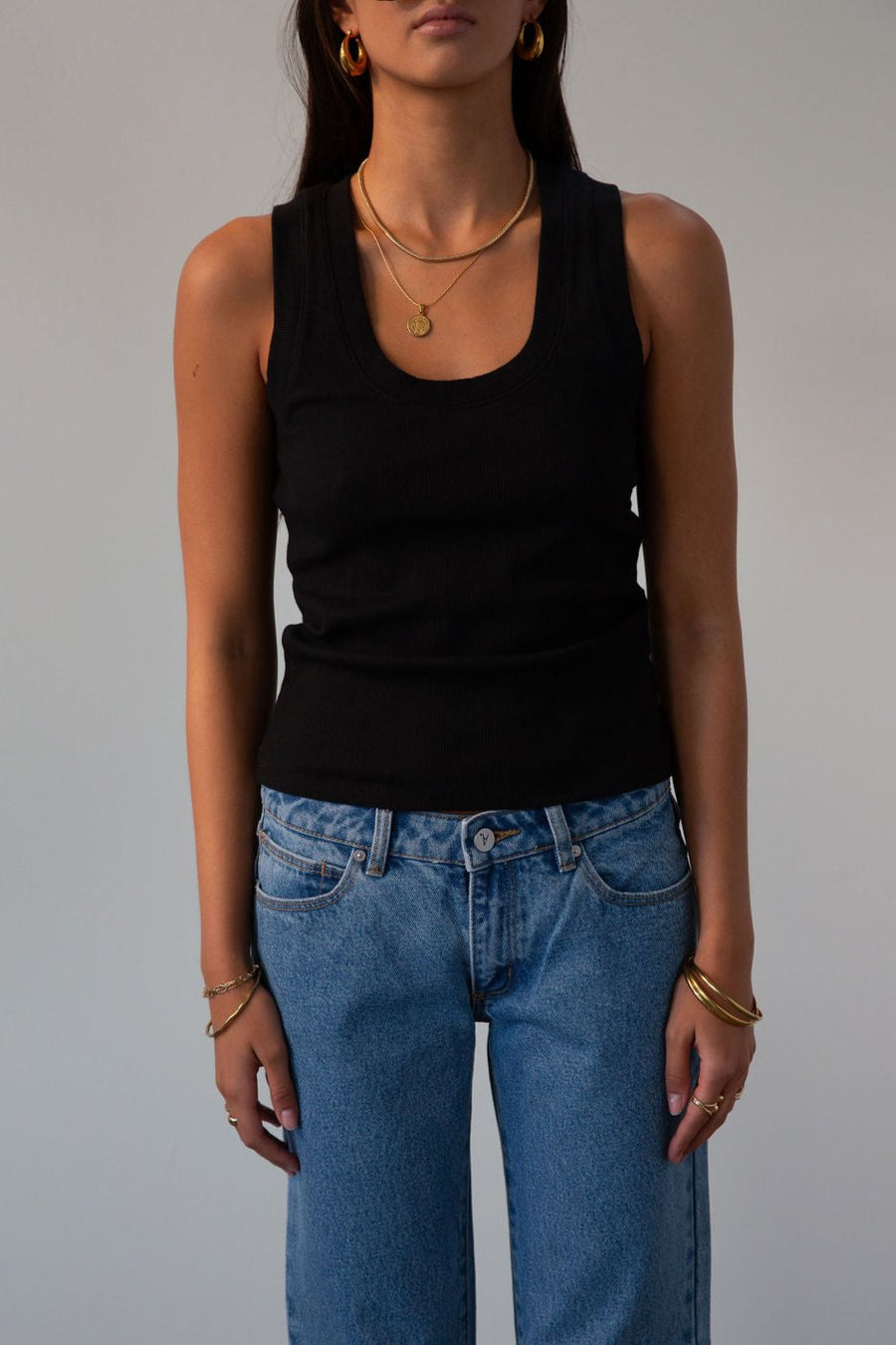 black Ribbed knit racerback tank. Unlined. black tank top basic black tank top.