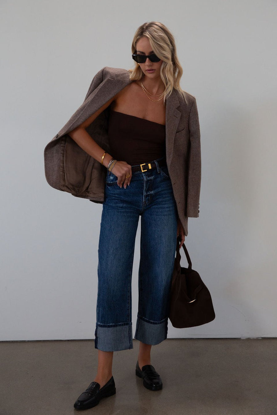 Faded high rise straight leg jean. Button fly. Five pocket construction. Cuffed hems. Unlined. pistola jeans. fall outfit. fall pants