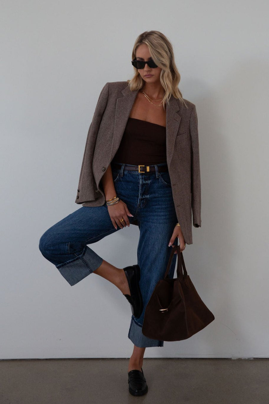 Faded high rise straight leg jean. Button fly. Five pocket construction. Cuffed hems. Unlined. pistola jeans. fall outfit. fall pants