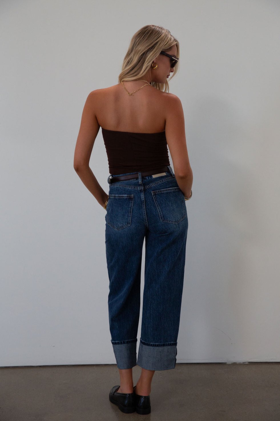 Faded high rise straight leg jean. Button fly. Five pocket construction. Cuffed hems. Unlined. pistola jeans. fall outfit. fall pants