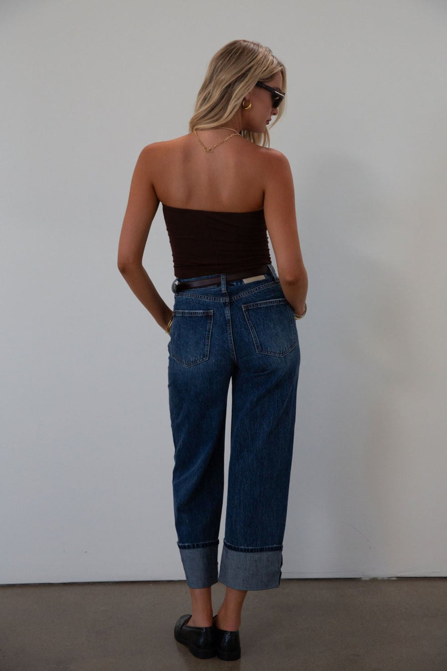 Faded high rise straight leg jean. Button fly. Five pocket construction. Cuffed hems. Unlined. pistola jeans. fall outfit. fall pants