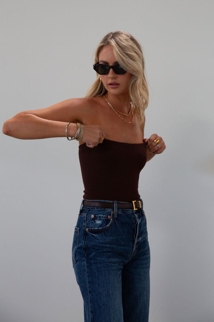 Ribbed knit tube top. Elastic neckline. Fully lined. brown tube top. brown crop top. fall top. fall outfit. fall transition outfit