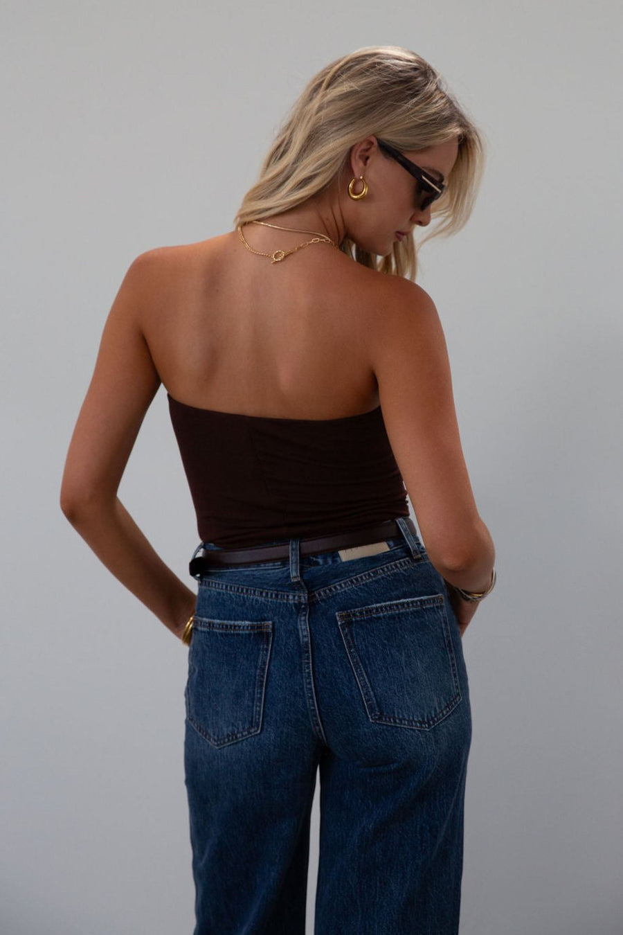 Ribbed knit tube top. Elastic neckline. Fully lined. brown tube top. brown crop top. fall top. fall outfit. fall transition outfit