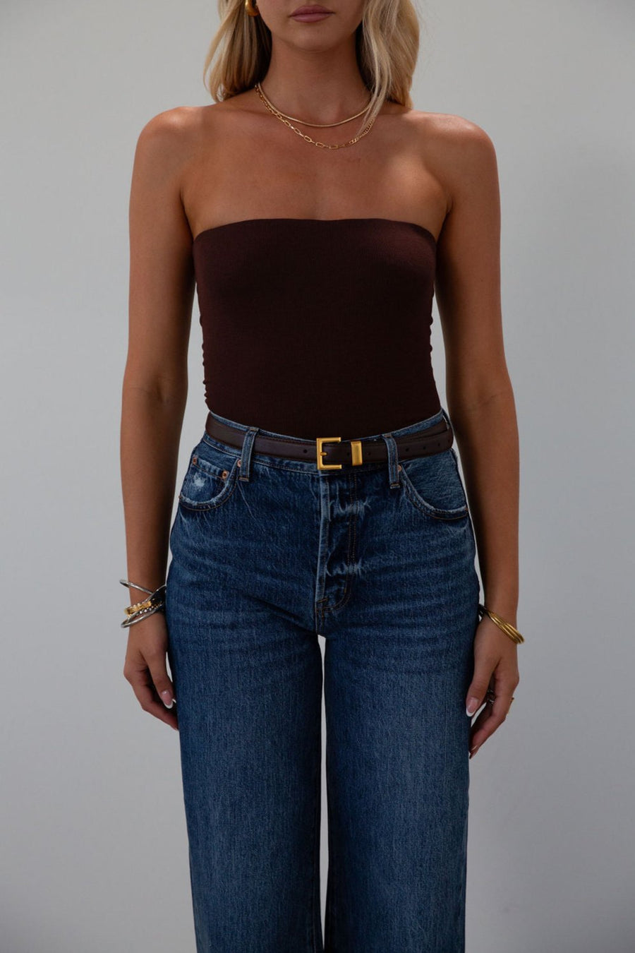 Ribbed knit tube top. Elastic neckline. Fully lined. brown tube top. brown crop top. fall top. fall outfit. fall transition outfit