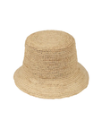 tan Crochet raffia bucket hat
2.5" downward brim
Flat crown
Adjustable elastic tie in crown