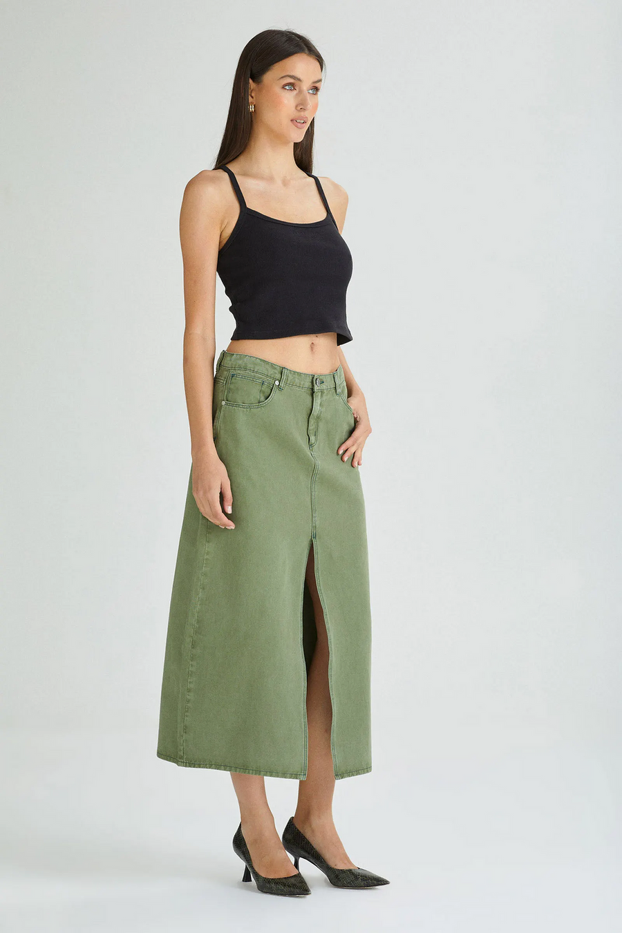 99 Low Maxi Skirt Fade Army by Abrand Jeans - FINAL SALE