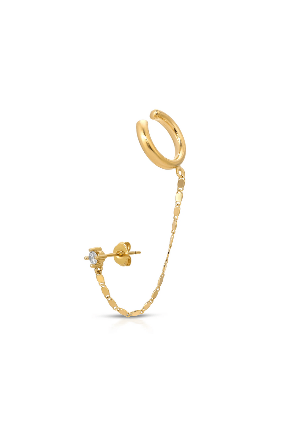 Lumiere Single Stone Chain Cuff Earring by Viviana D'Ontañón
