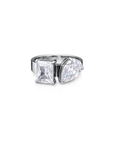 silver Rectangle and tear dropped CZ ring
Stainless steel/Zircon/18K gold plated
Non tarnish
Lead-free