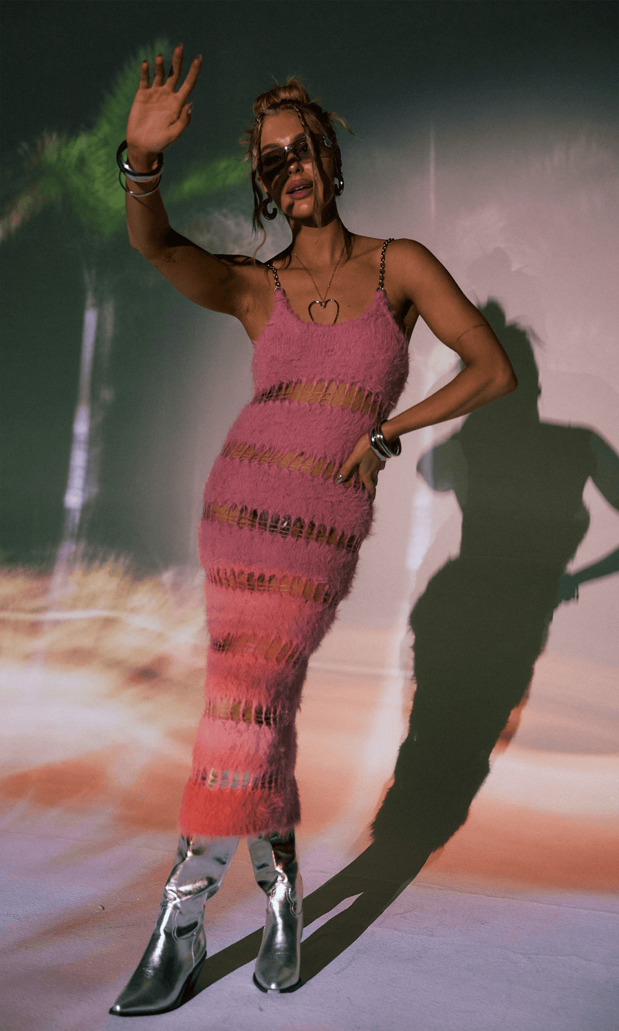 ragged priest mesh dress The Ragged Priest 70s mini shirt dress in retro print mesh-Multi