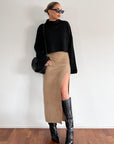 Knitted And Fitted Midi Skirt - SHOPLUNAB