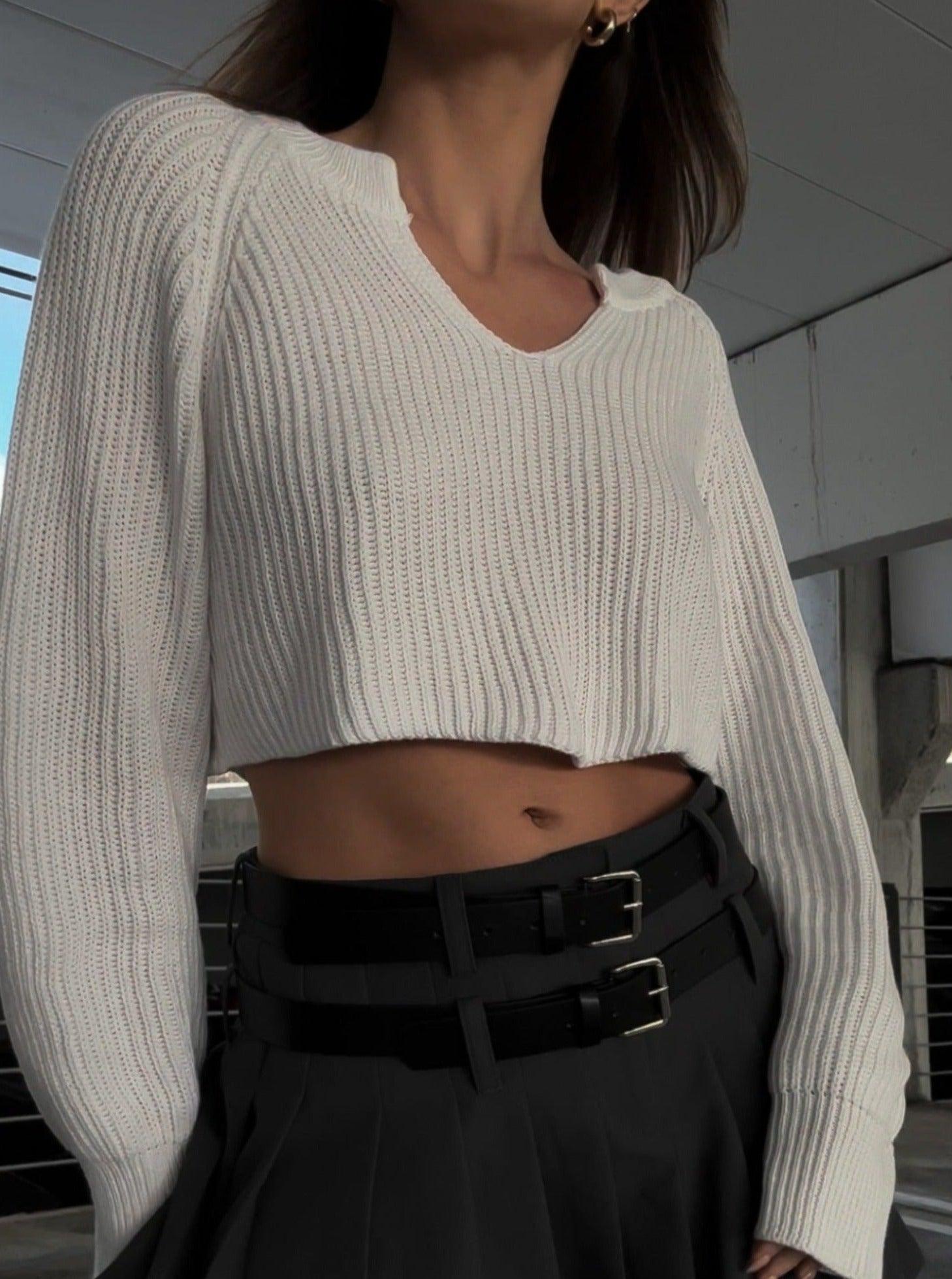 White Lies Crop Sweater - SHOPLUNAB