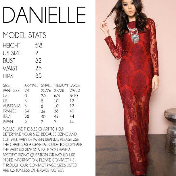 DANIELLE SIZE CHART - SHOPLUNAB