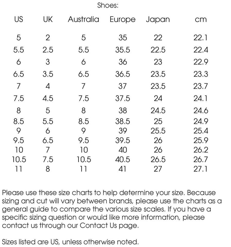 Shoe Chart - SHOPLUNAB