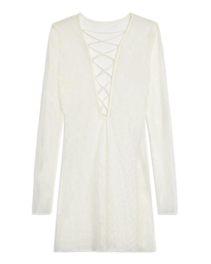 V-Neck Lace Up Mini by We Wore What - FINAL SALE V-Neck Lace Up Mini by We Wore What - FINAL SALE